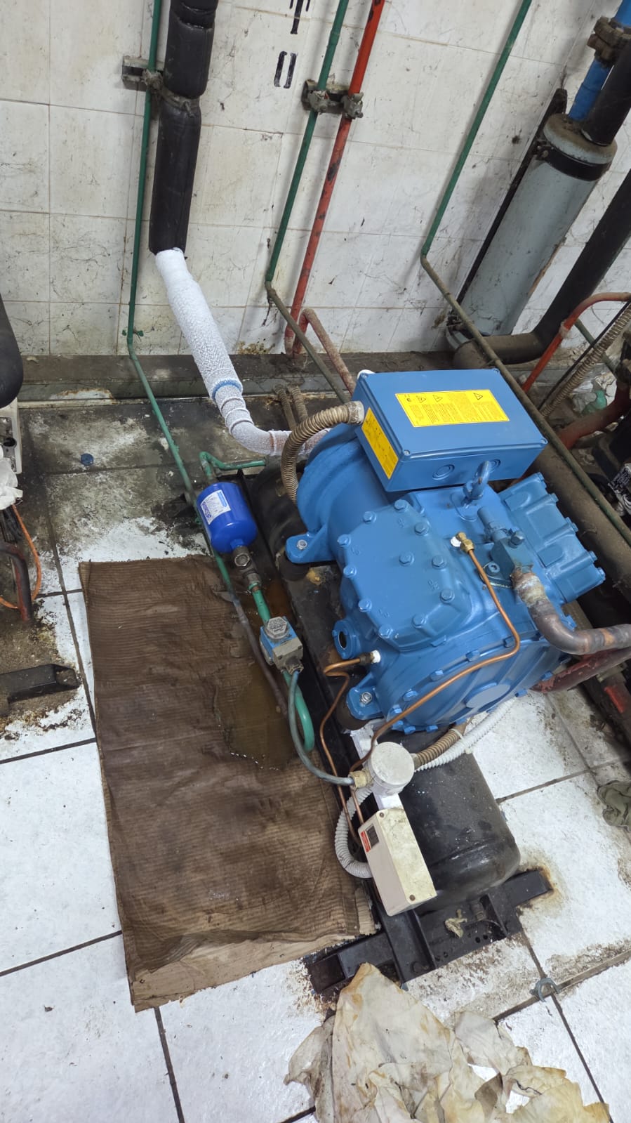 Compressore di una centrale frigorifera in sala macchine